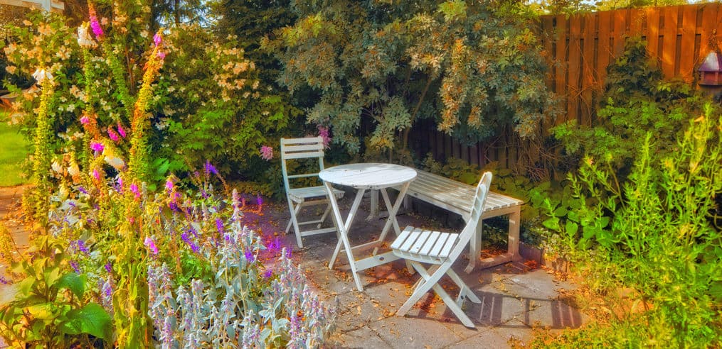 A photo of a colorful Danish summer garden