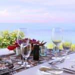 Table set on the deck of a restaurant