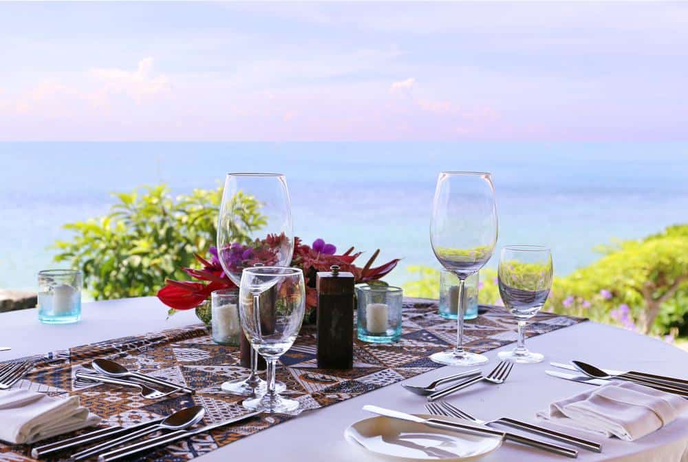 Table set on the deck of a restaurant