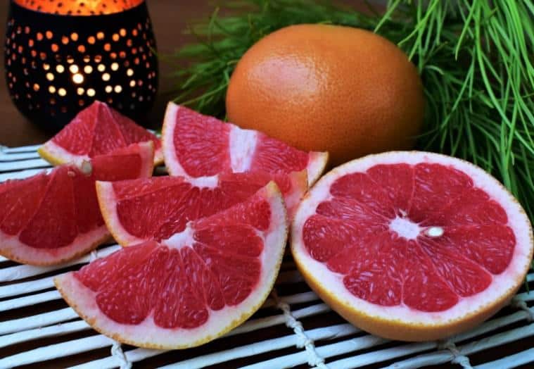 Orange flame grapefruit with dark red flesh 