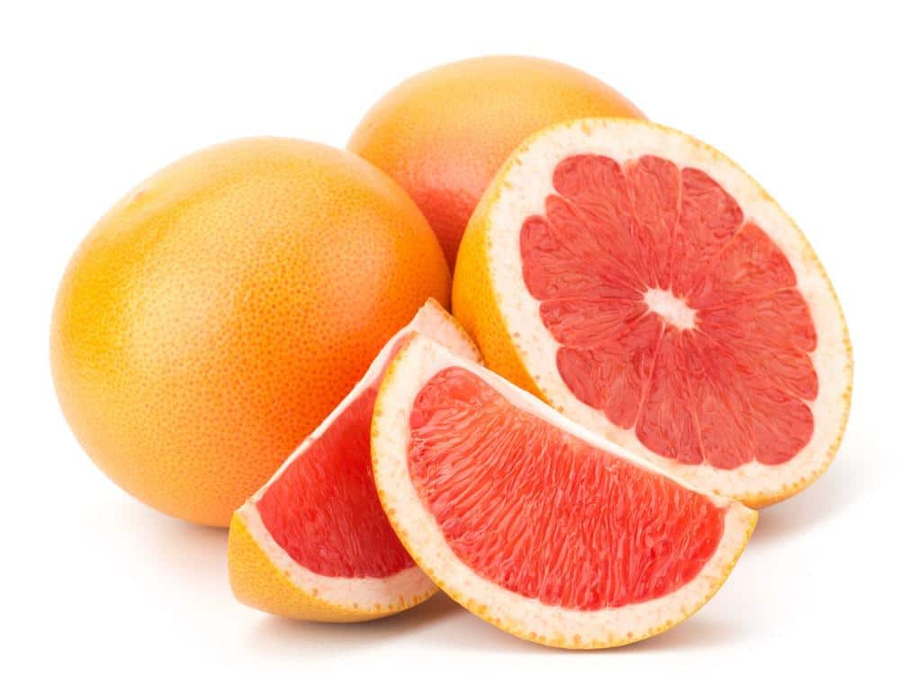 Several red grapefruits 