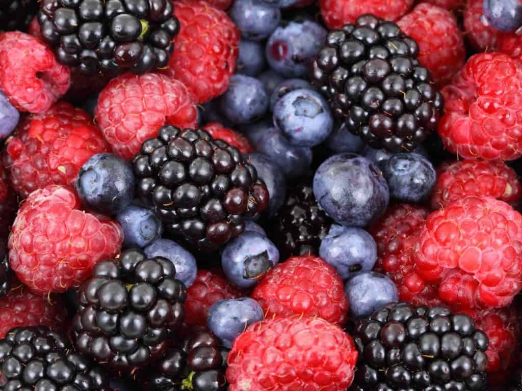 Different types of berries in a bowl