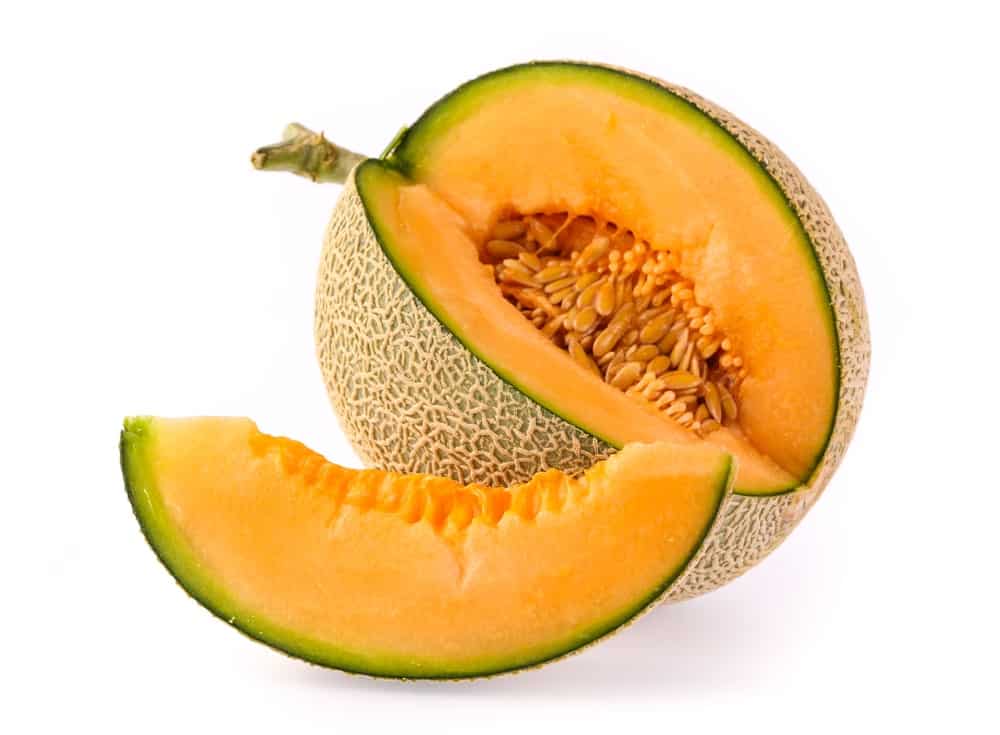 A sliced ripe american cantaloupe.