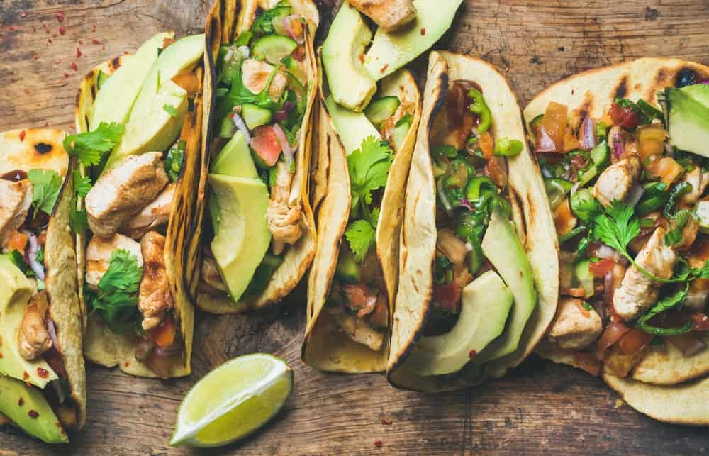 tacos with avocado, and fresh salsa 