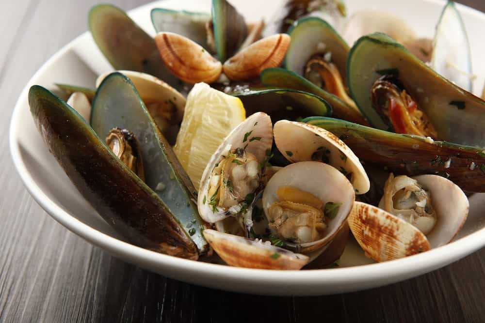 Assorted shellfish on a dish.