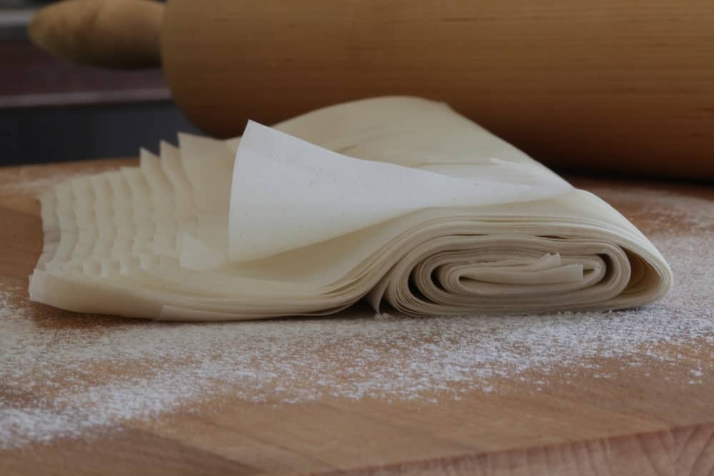 A look at raw phyllo dough.