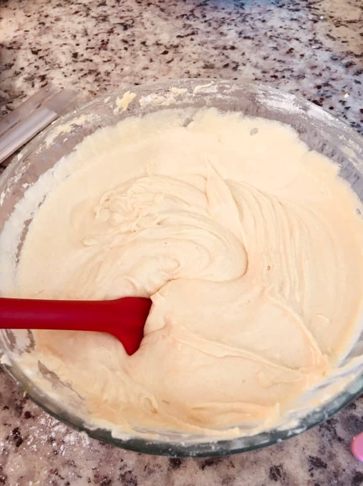 The batter is mixed in one large bowl.