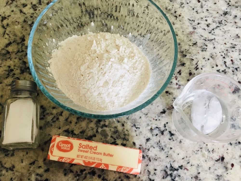 The set of ingredients for the crust.