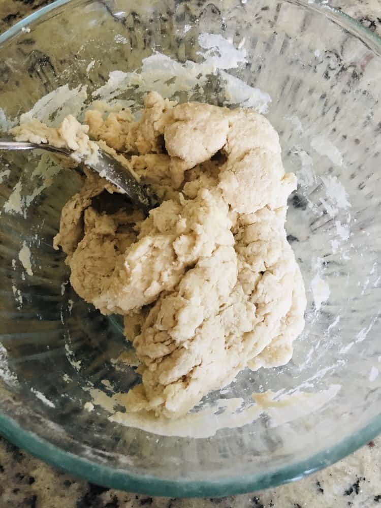 The ingredients are then mixed to form a dough.