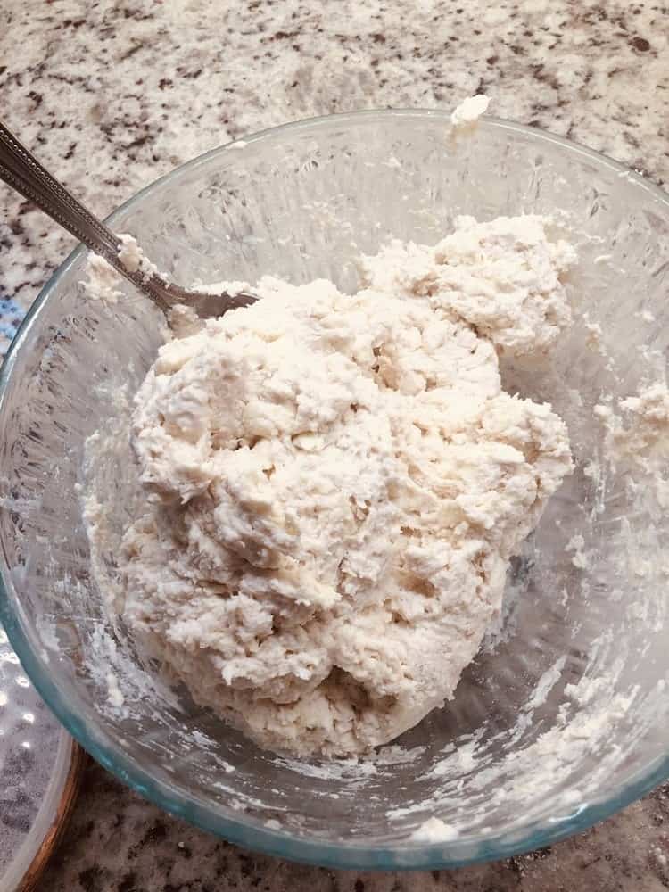 The formed dough after adding buttermilk.