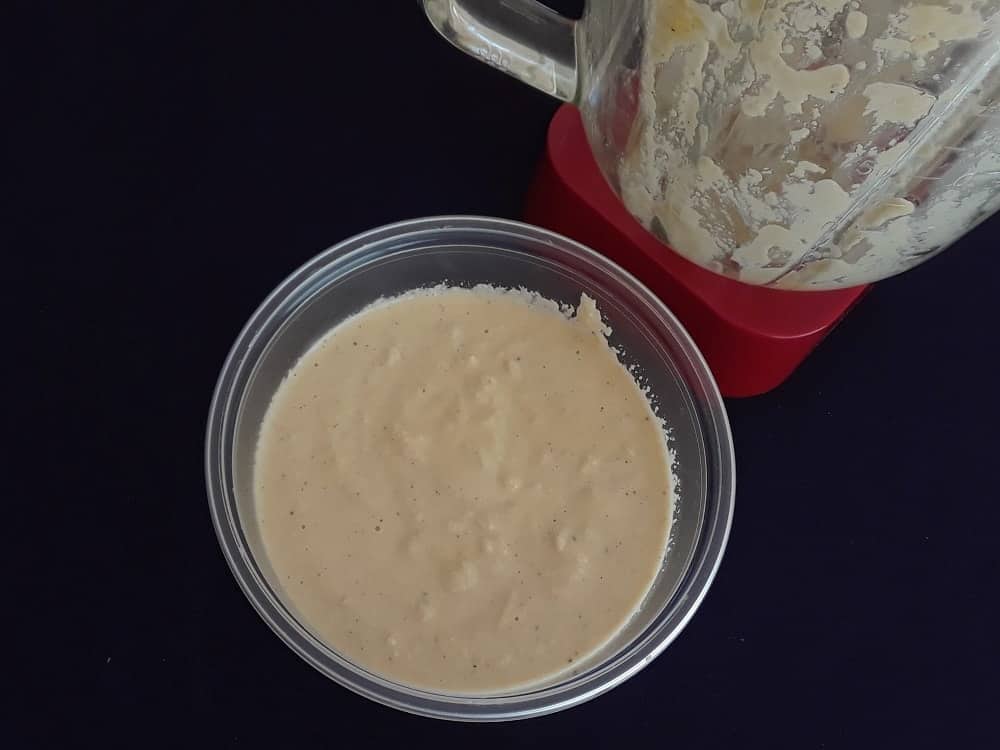 The finished cashew cream for the recipe.