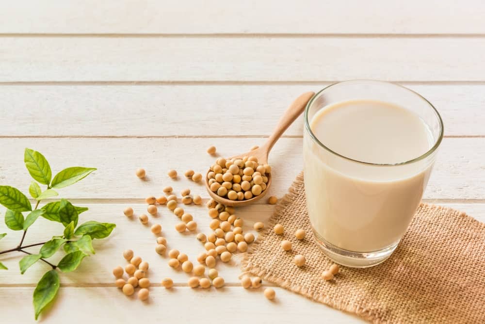 A glass of soy milk.