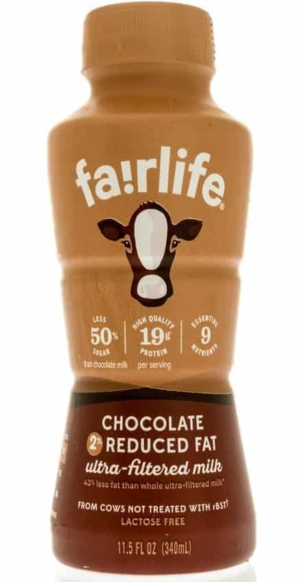 A bottle of ultra-filtered milk in chocolate flavor.