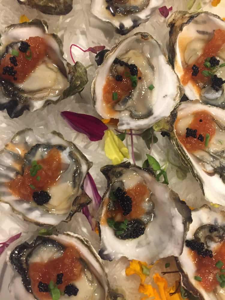 Japanese Kumamoto oysters served with caviar.