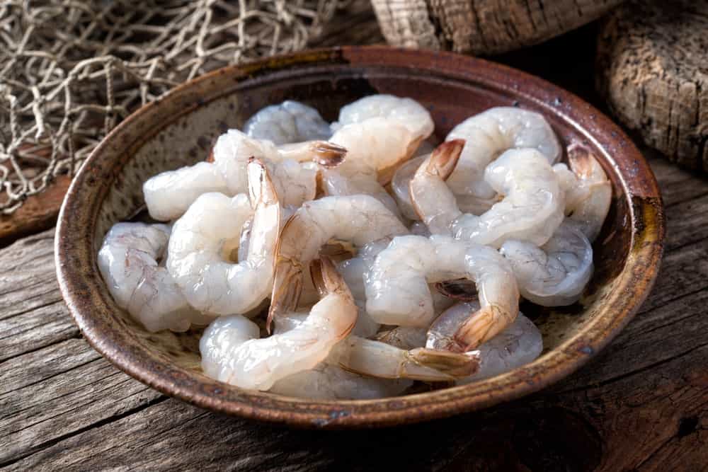 bowl of raw shrimp