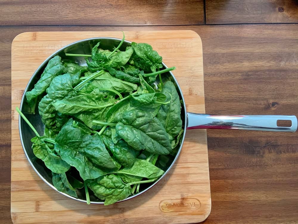 fresh greens in a pan