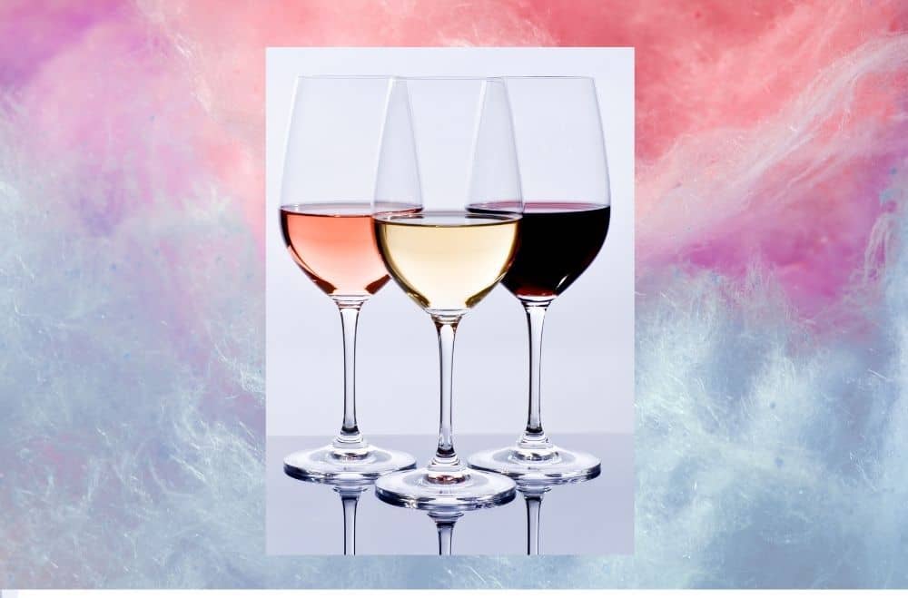 Three glasses of wine in different flavors