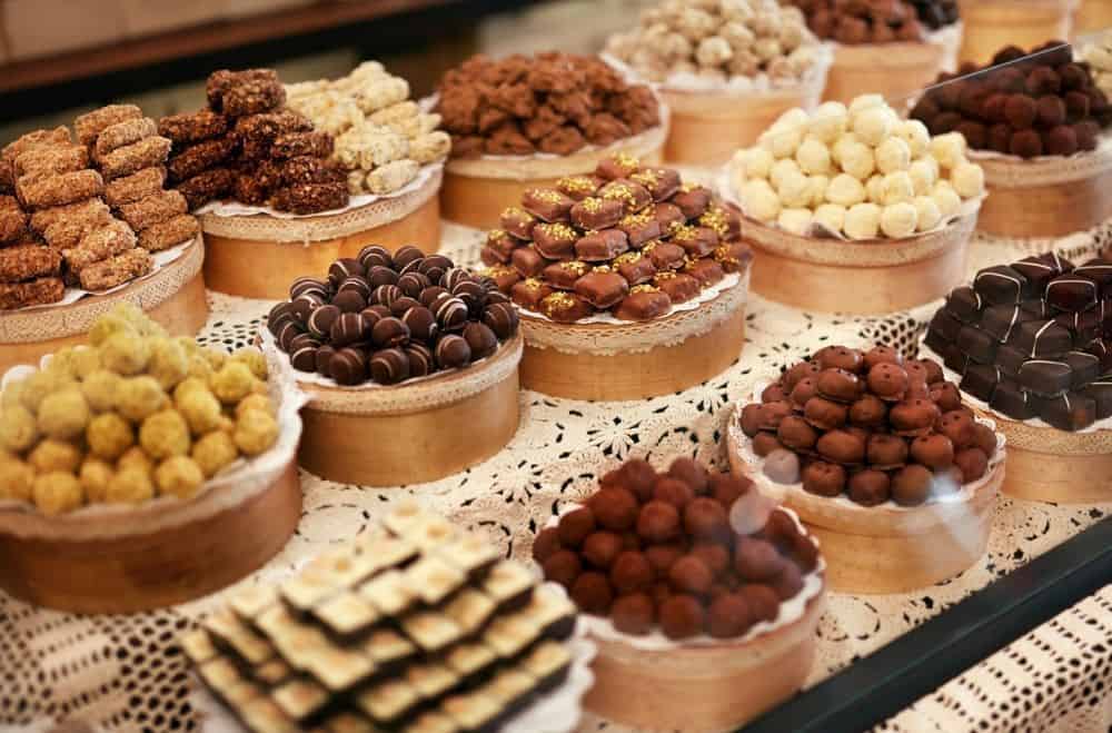 rows of homemade chocolates