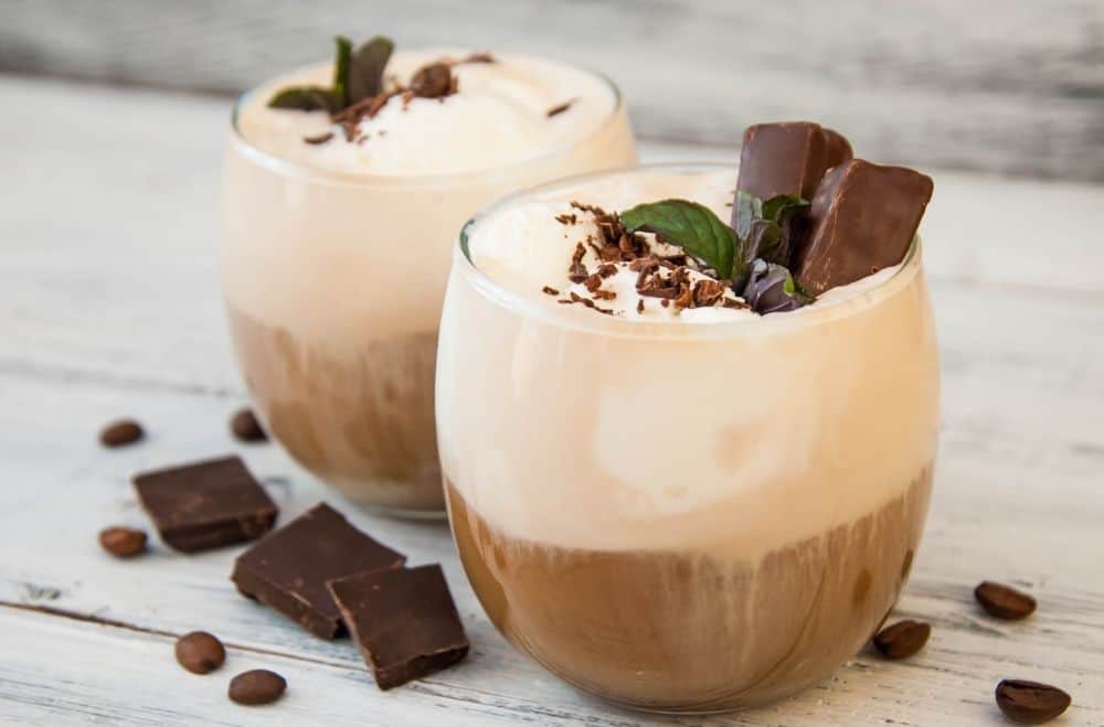 mocha coffee with chocolate pieces