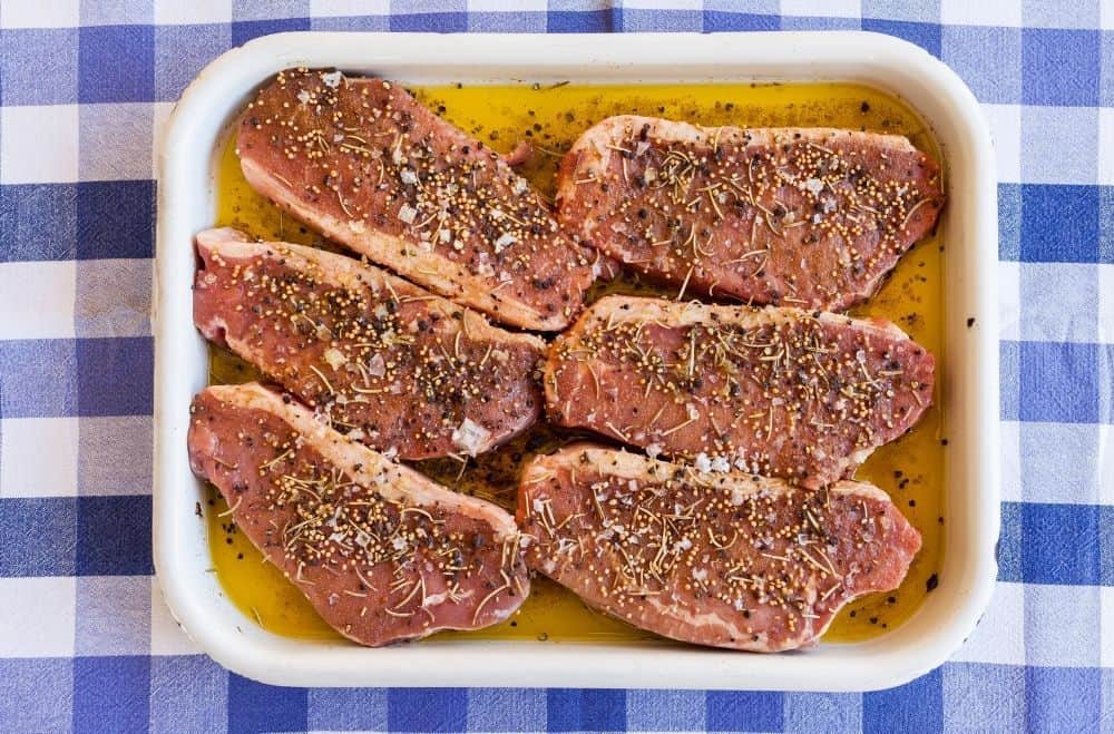 steak marinating before cooking