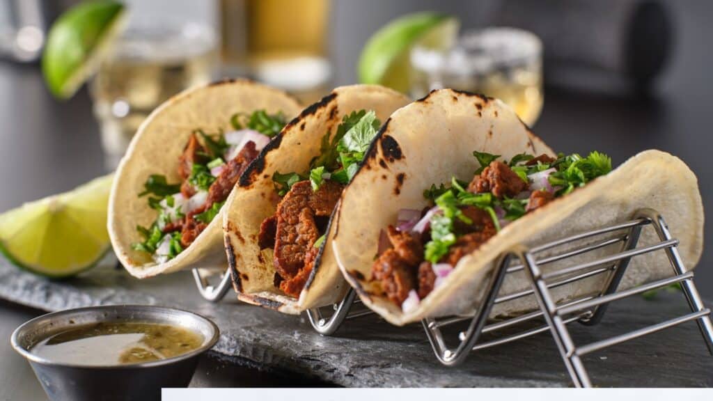three tacos with delicious meat like a Mexican restaurant