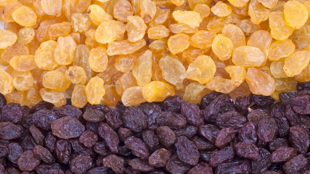 regular and golden raisins