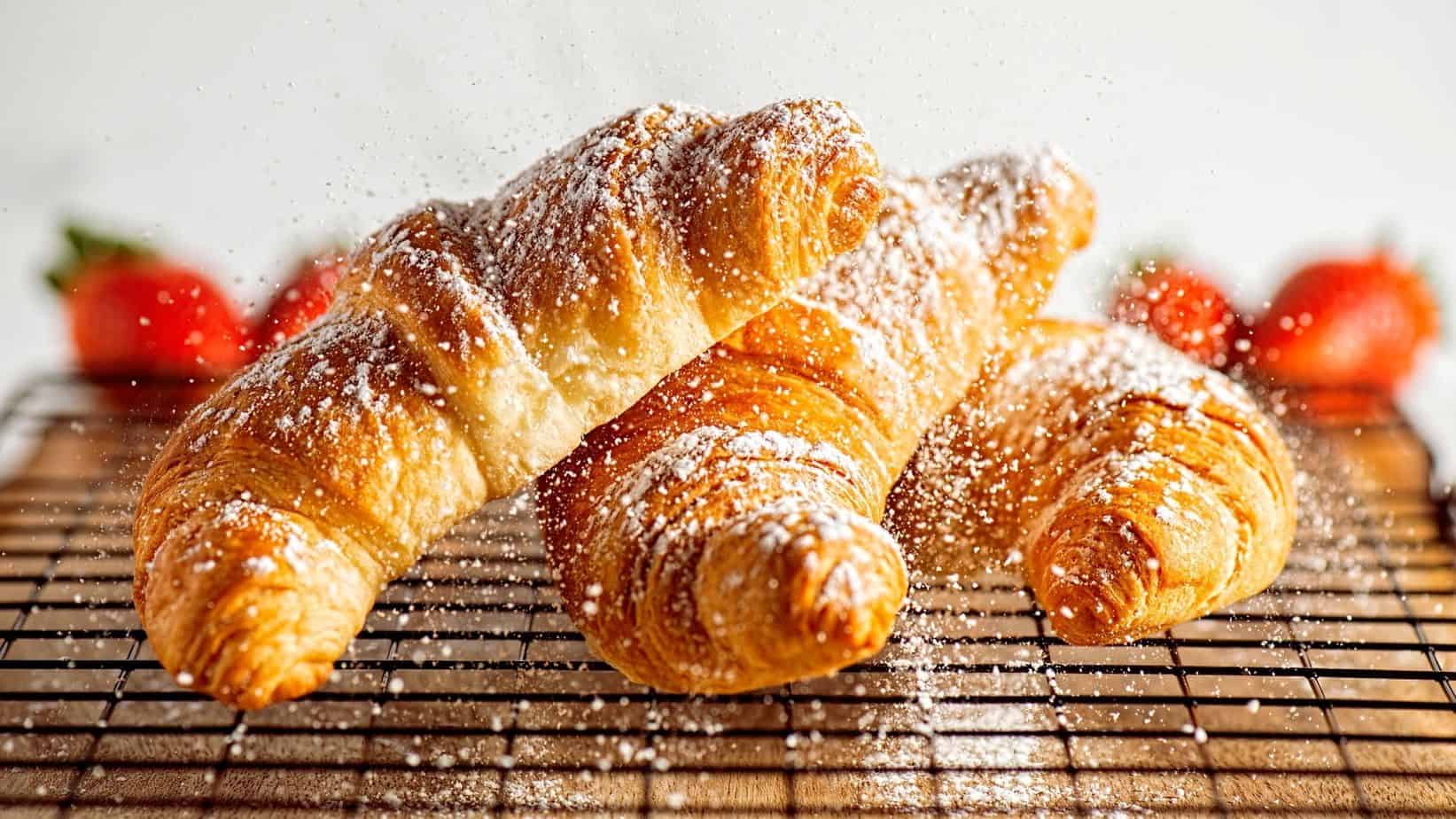 fresh and hot croissants