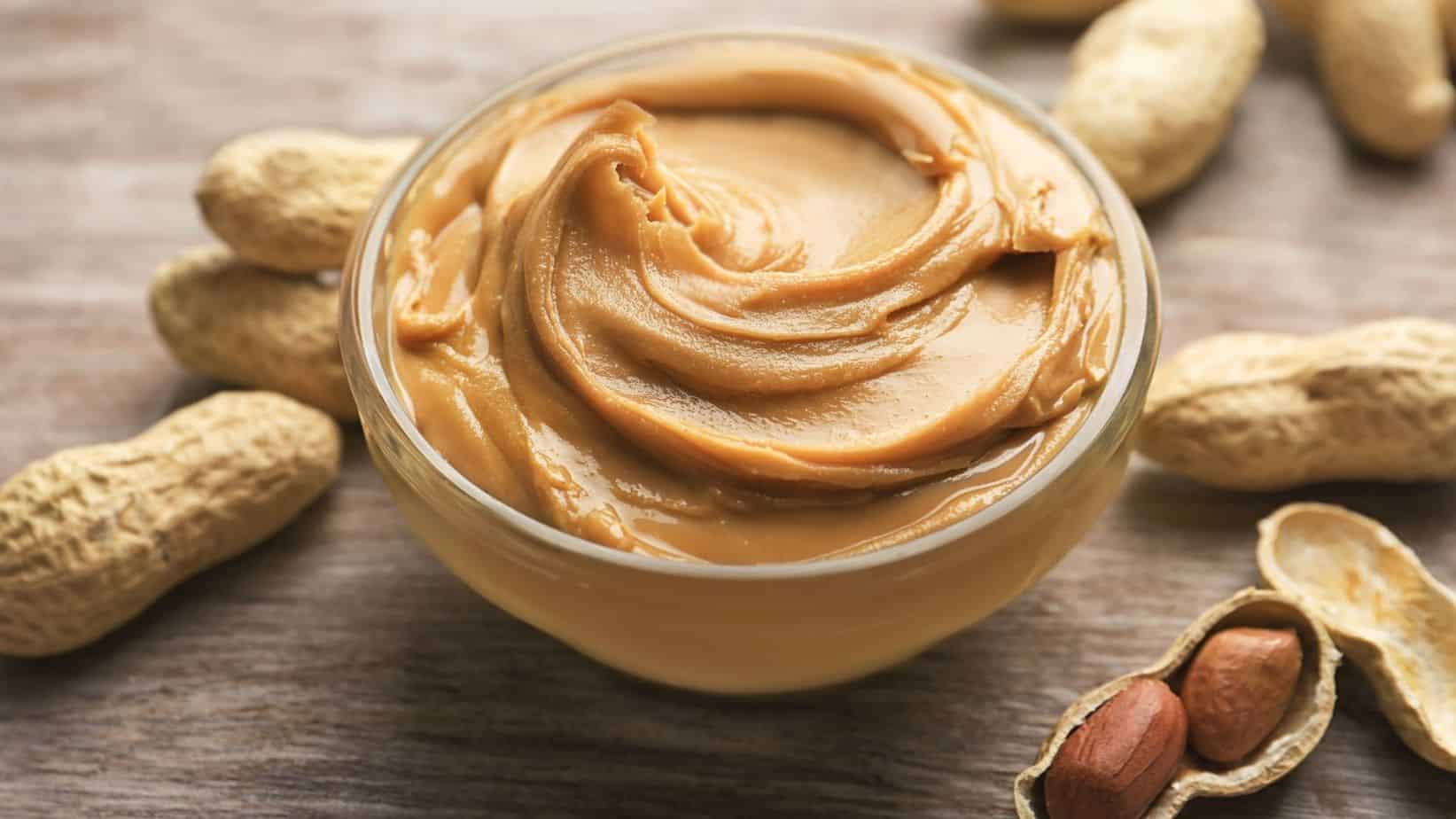 Bowl of homemade peanut butter