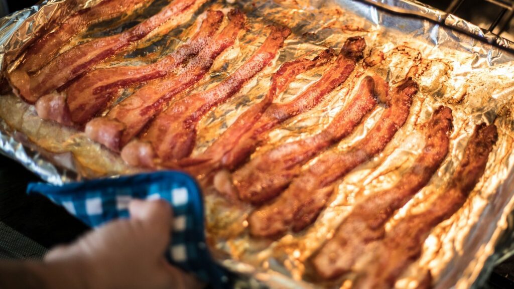 baking sheet of bacon