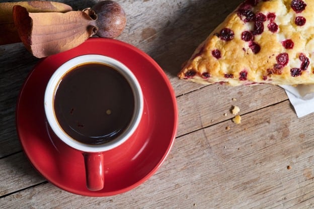 cup of coffee and cranberry scone