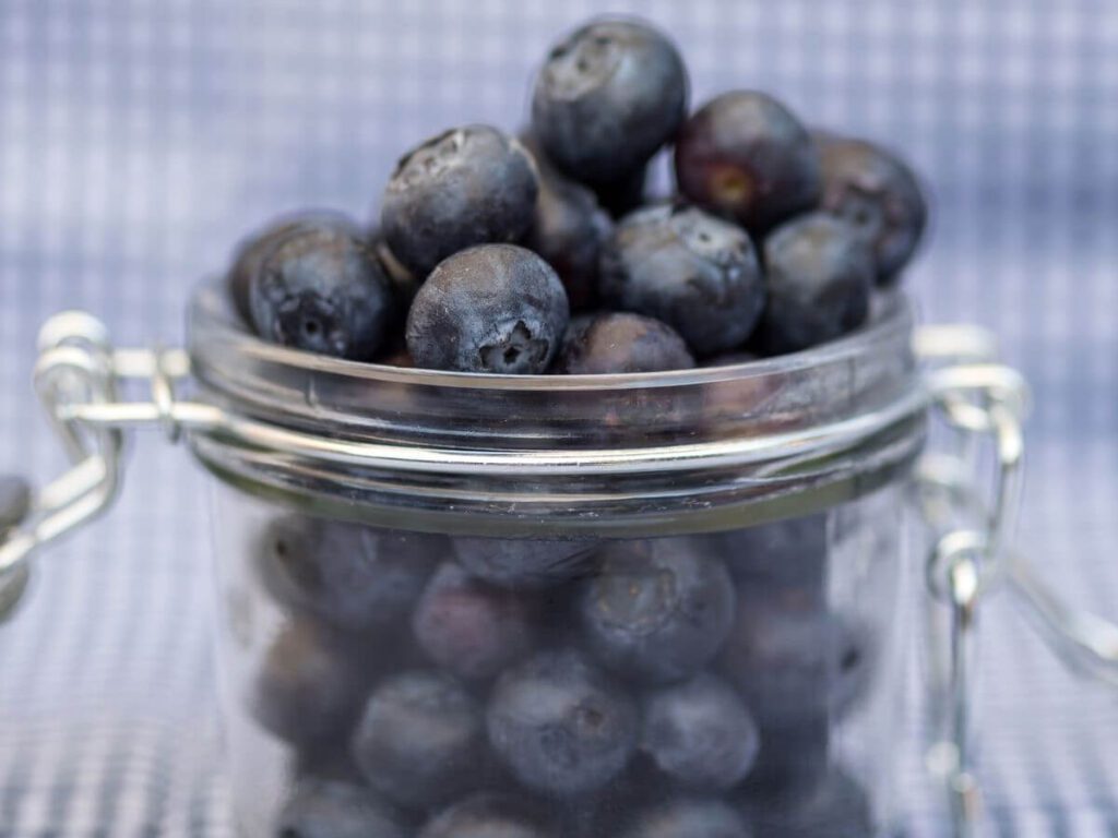 jar of fresh blueberries