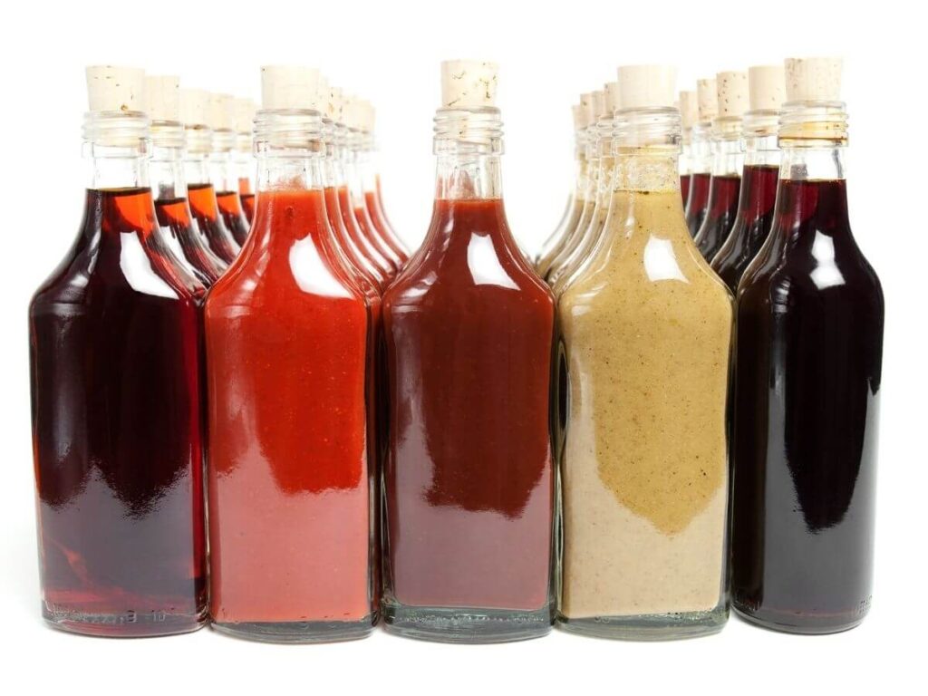 bottles of marinade