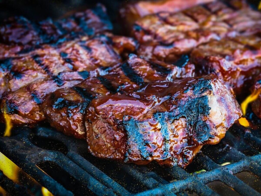 boneless country style pork ribs on a gas grill