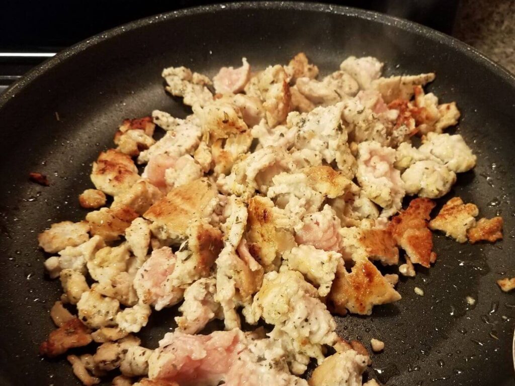 cooked chicken in a pan