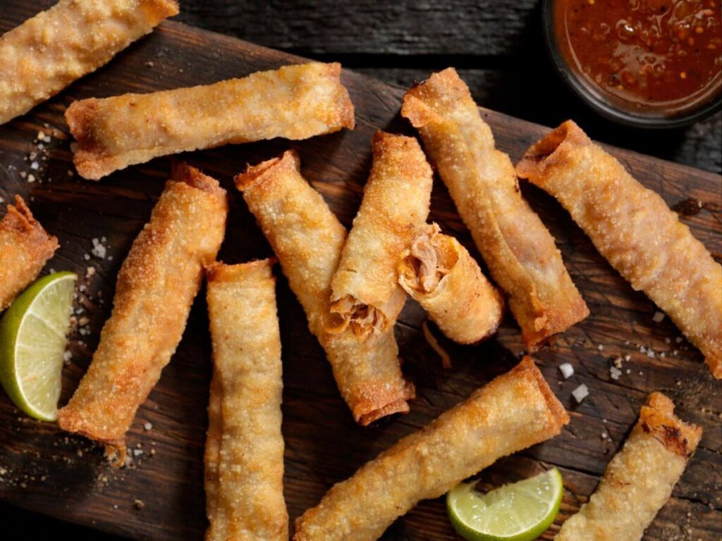 Frozen taquitos cooked in the air fryer