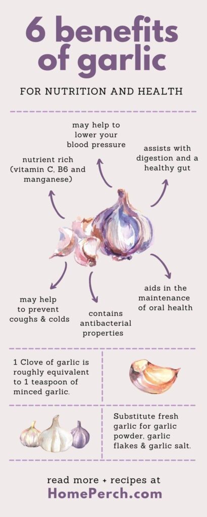 infographic describing the benefits of garlic