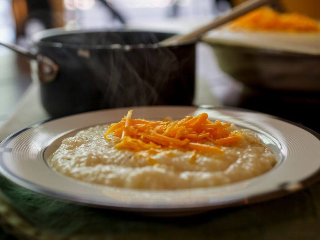 cooked Instant Grits in a plate