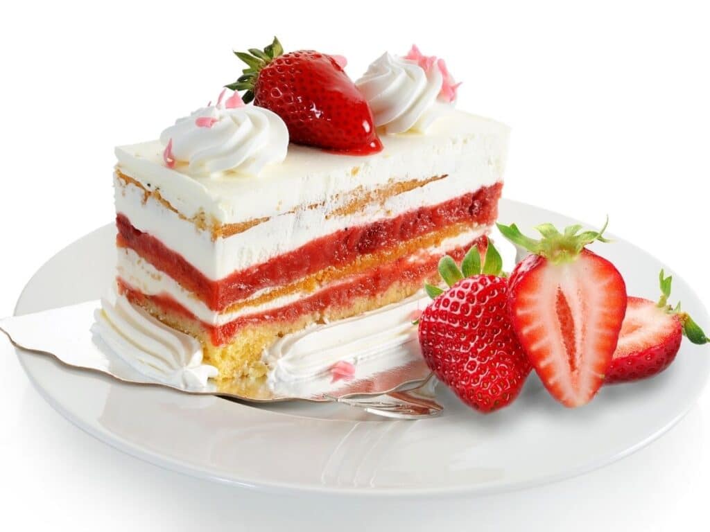 coconut cake with strawberry jam