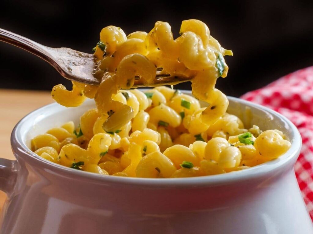 bowl of Mac and Cheese with homemade cheese sauce