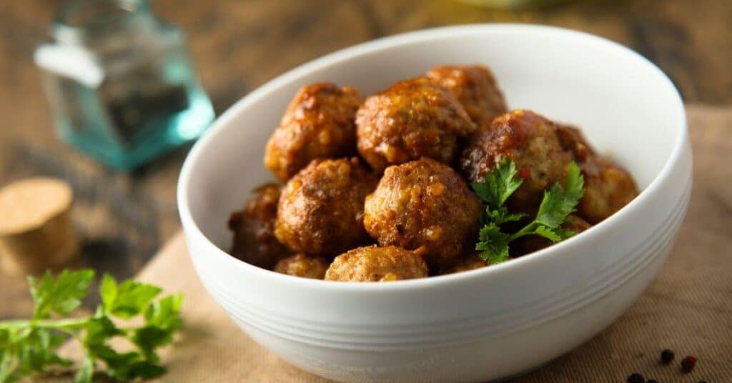 bowl of freshly made meatballs