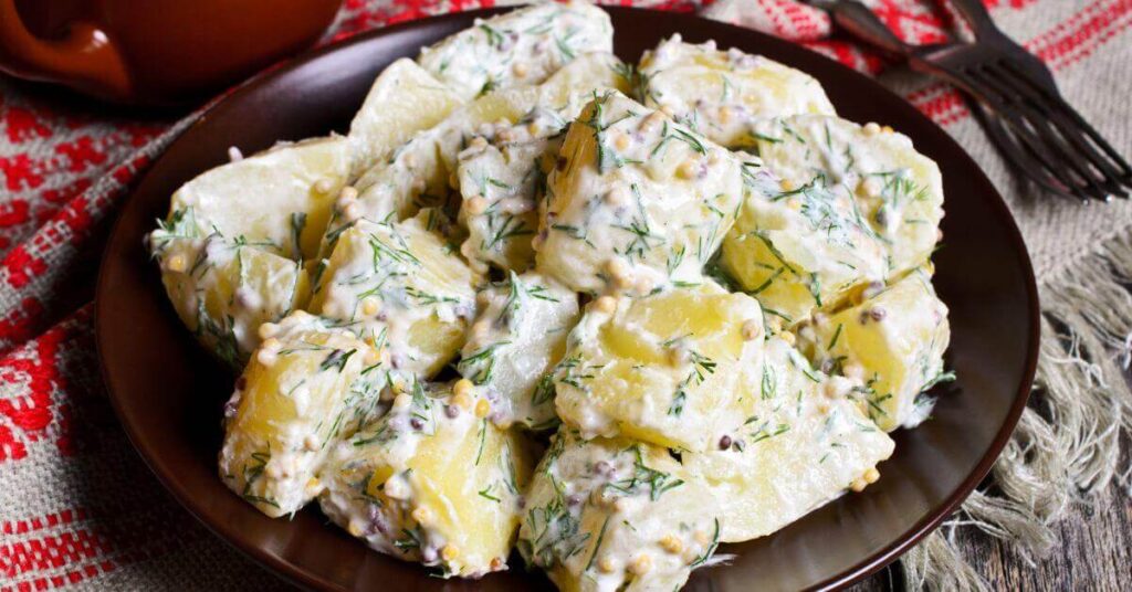 homemade potato salad on a plate