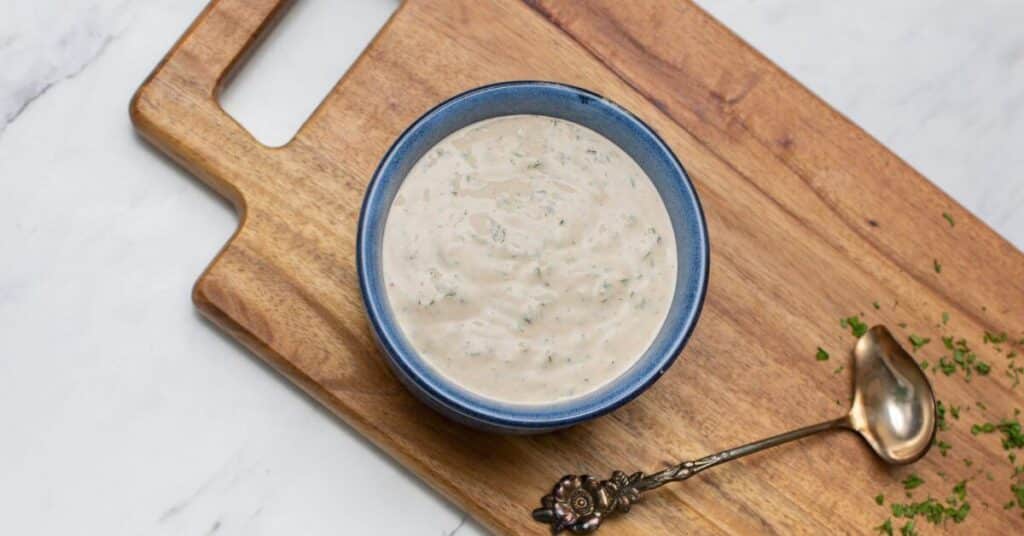 bowl of Ranch Dressing made with Mayo and Milk