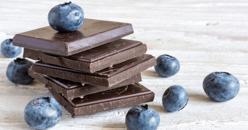 Pieces of Dark Chocolate with real blueberries