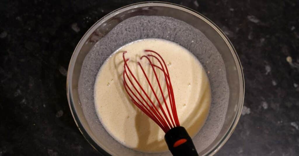 a bowl of Just Add Water Pancake Mix batter