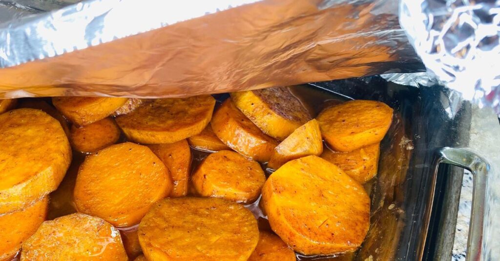 Yams baked in Foil