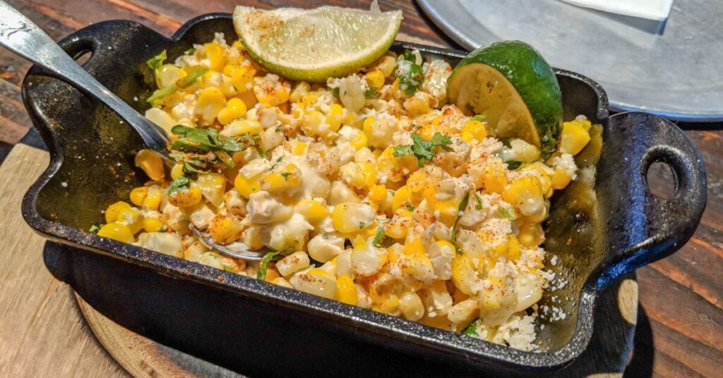 hot dish of Mexican street corn