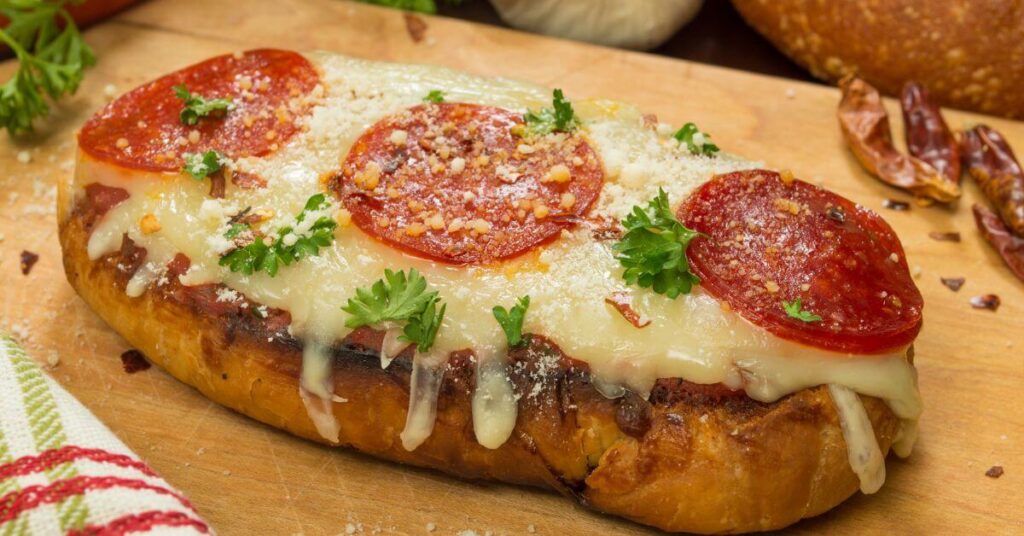 pepperoni pizza with French bread