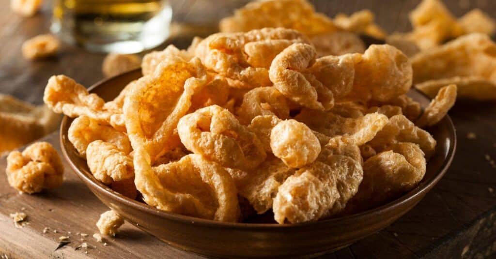 bowl of pork rinds