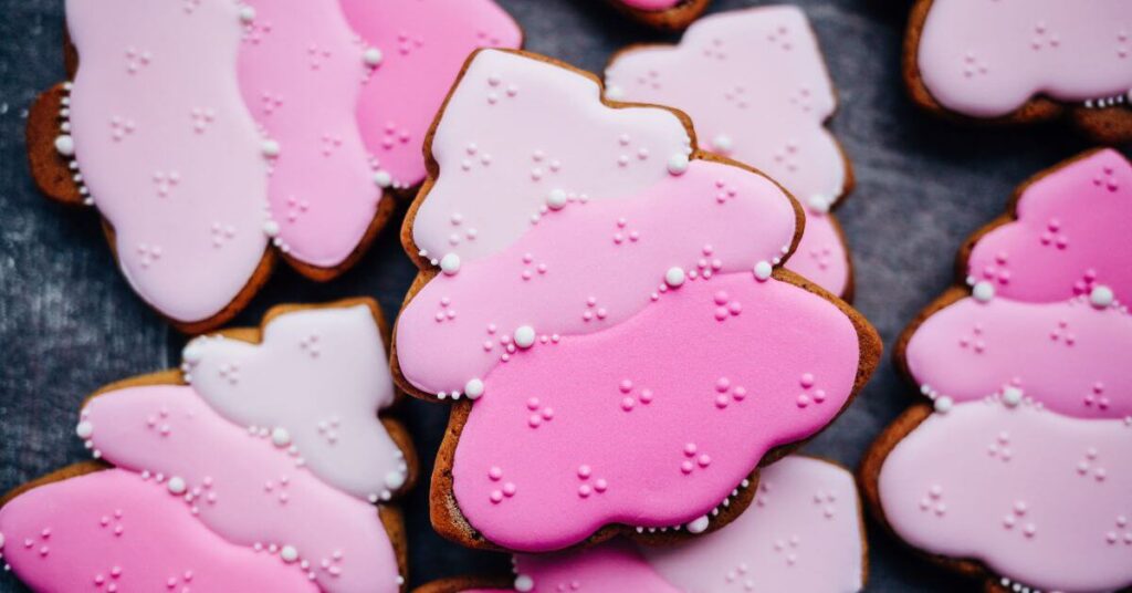 cookies with pink royal icing