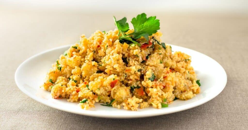 plate of cooked couscous